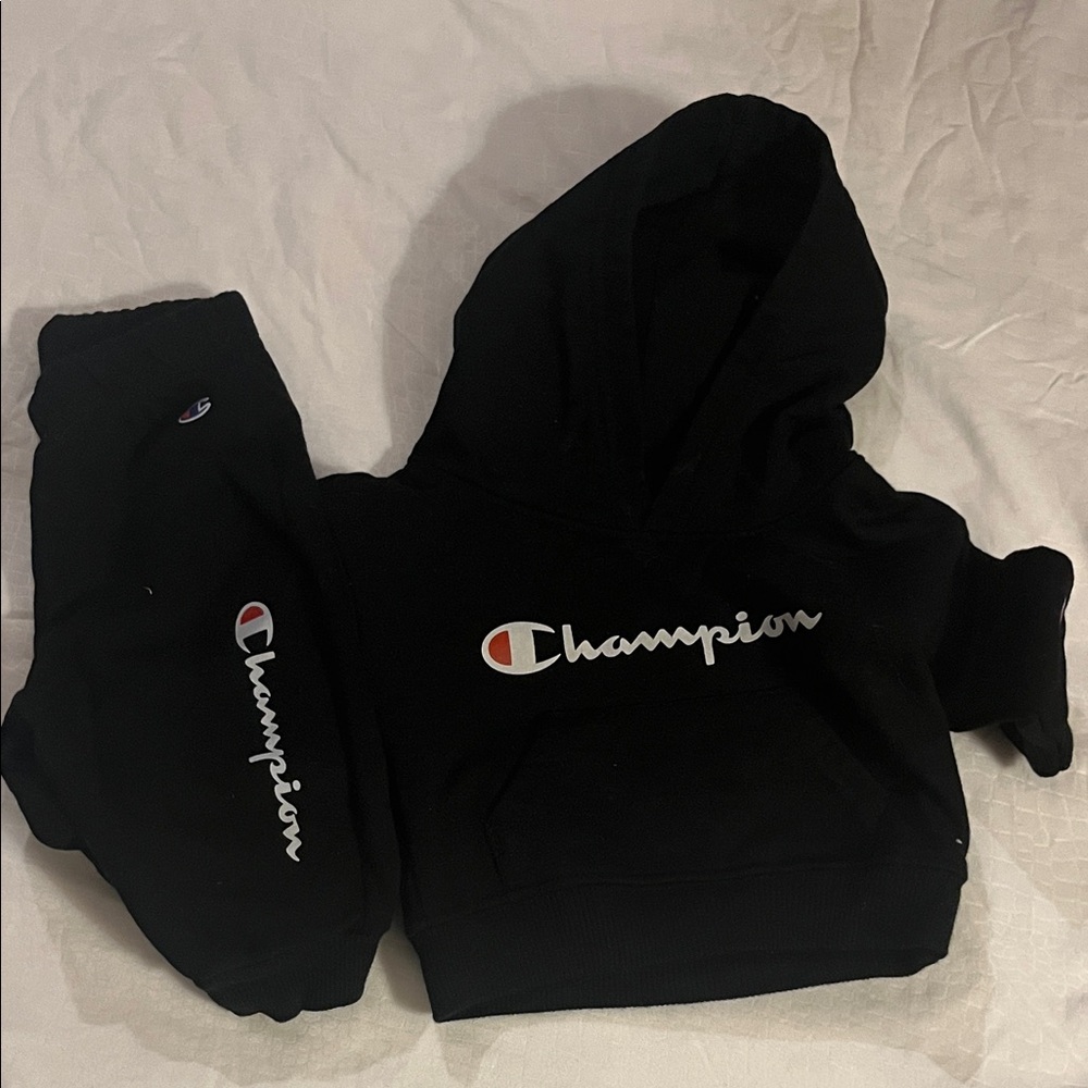 Champion Black Hoodie and Joggers with Logo